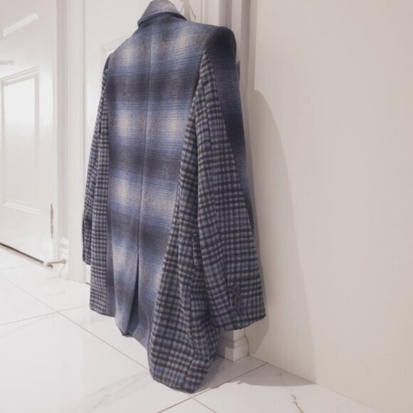 RARE AVEC LES FILLES Anthropologie Blue Soft Wool-Blend Blazer Overcoat - Picture 5 of 13